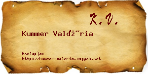 Kummer Valéria névjegykártya